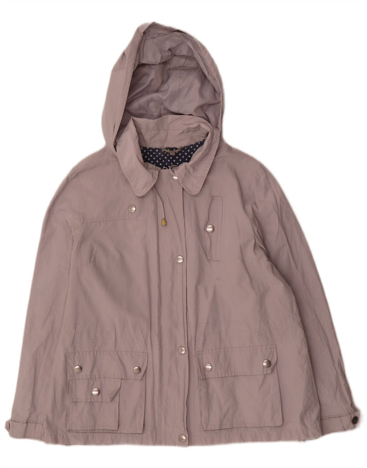 Marks & Spencer Damen-Utility-Jacke mit Kapuze, UK 14, Größe L, graue Baumwolle