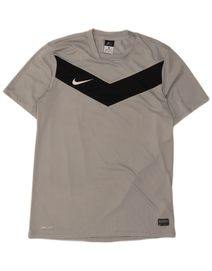 Nike Herren Dri Fit T-Shirt-Oberteil Mittelgraues Colourblock-Polyester