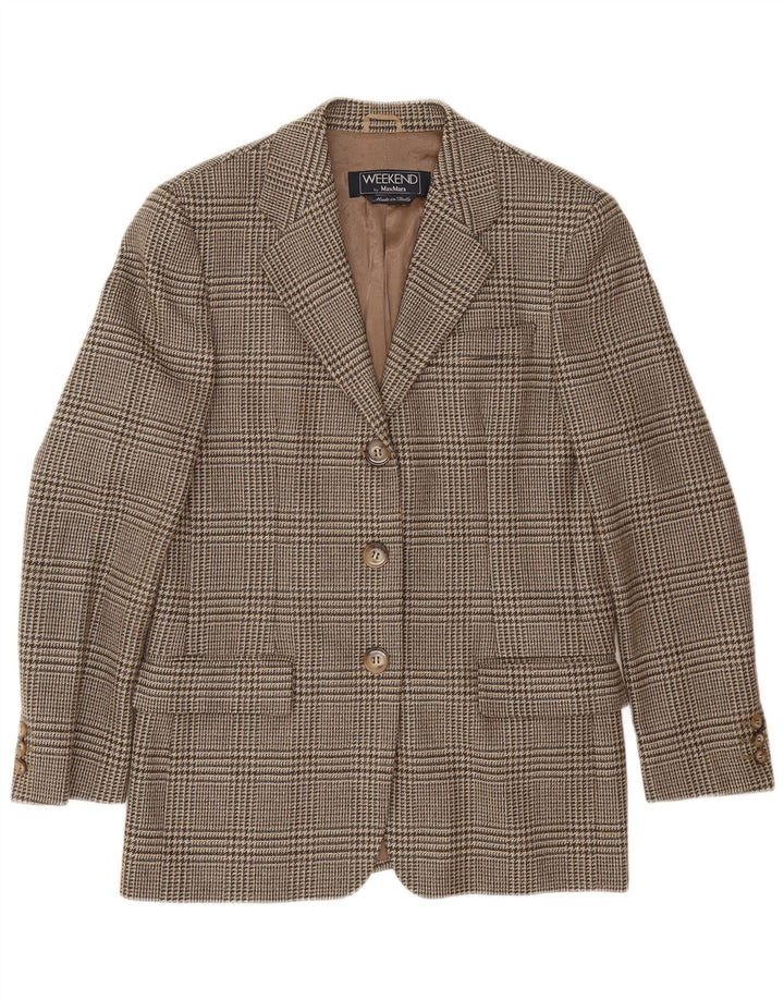 Max Mara Damen Weekend Blazer Jacke UK 10 Small Brown Houndstooth