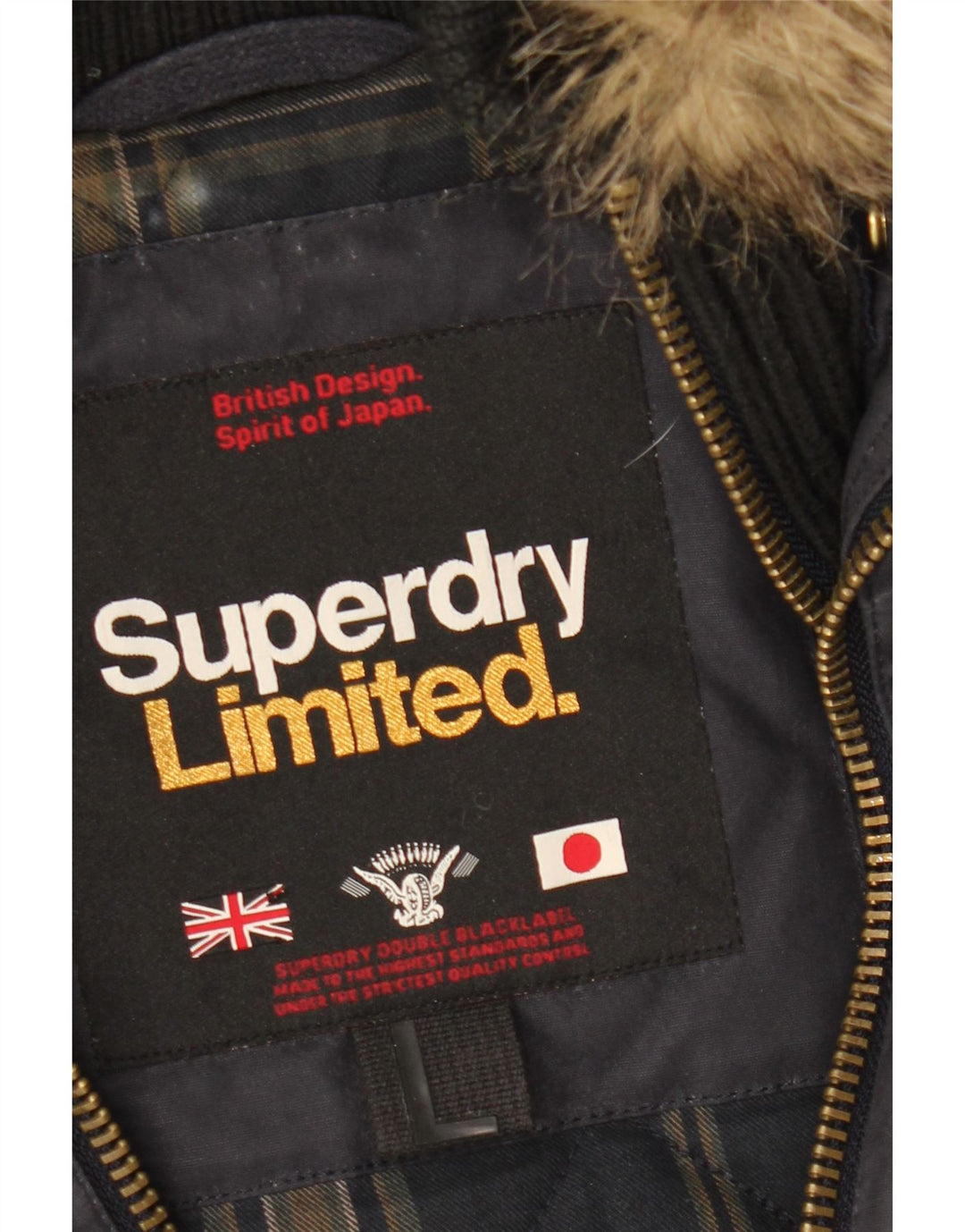 SUPERDRY Damen-Parka mit Kapuze, UK 16, Größe L, Marineblau, Baumwolle