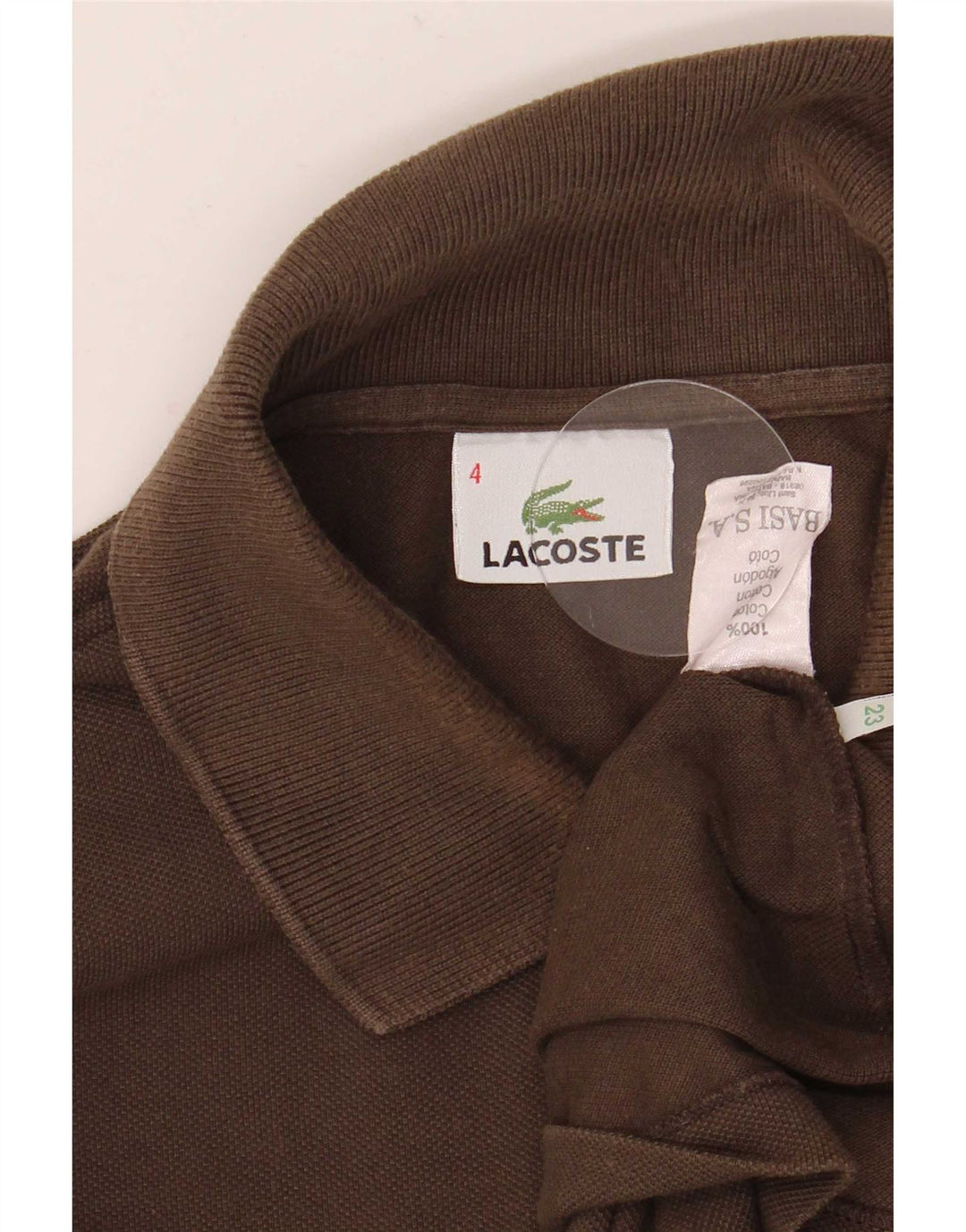 Lacoste Herren-Langarm-Poloshirt, Größe 4, mittelbraune Baumwolle
