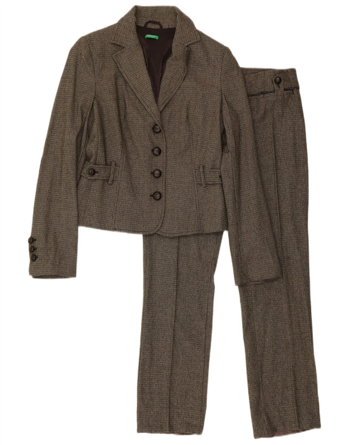 Benetton Damen 2-teiliger Anzug IT 44 Medium W32 L31 Grüner Hahnentritt