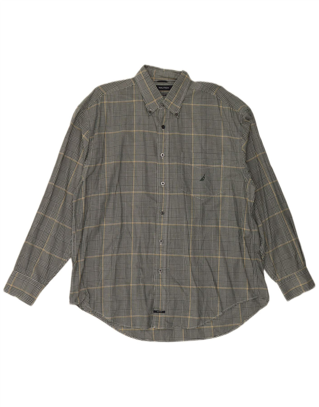 Nautica Herren-Flanellhemd XL, grau kariert, Baumwolle