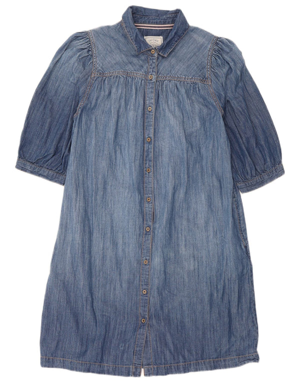 Fat Face Damen-Jeanskleid mit 3/4-Ärmeln, UK-Größe 12, mittelblaue Baumwolle