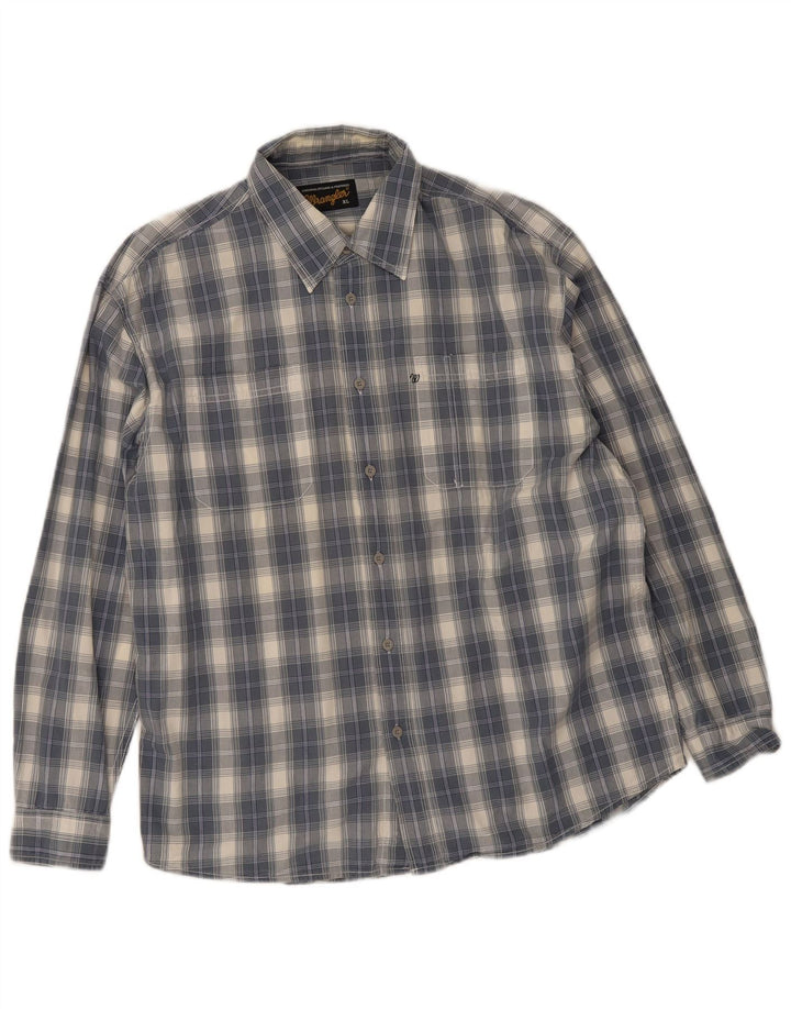 Wrangler Herrenhemd XL, blau kariert, Baumwolle