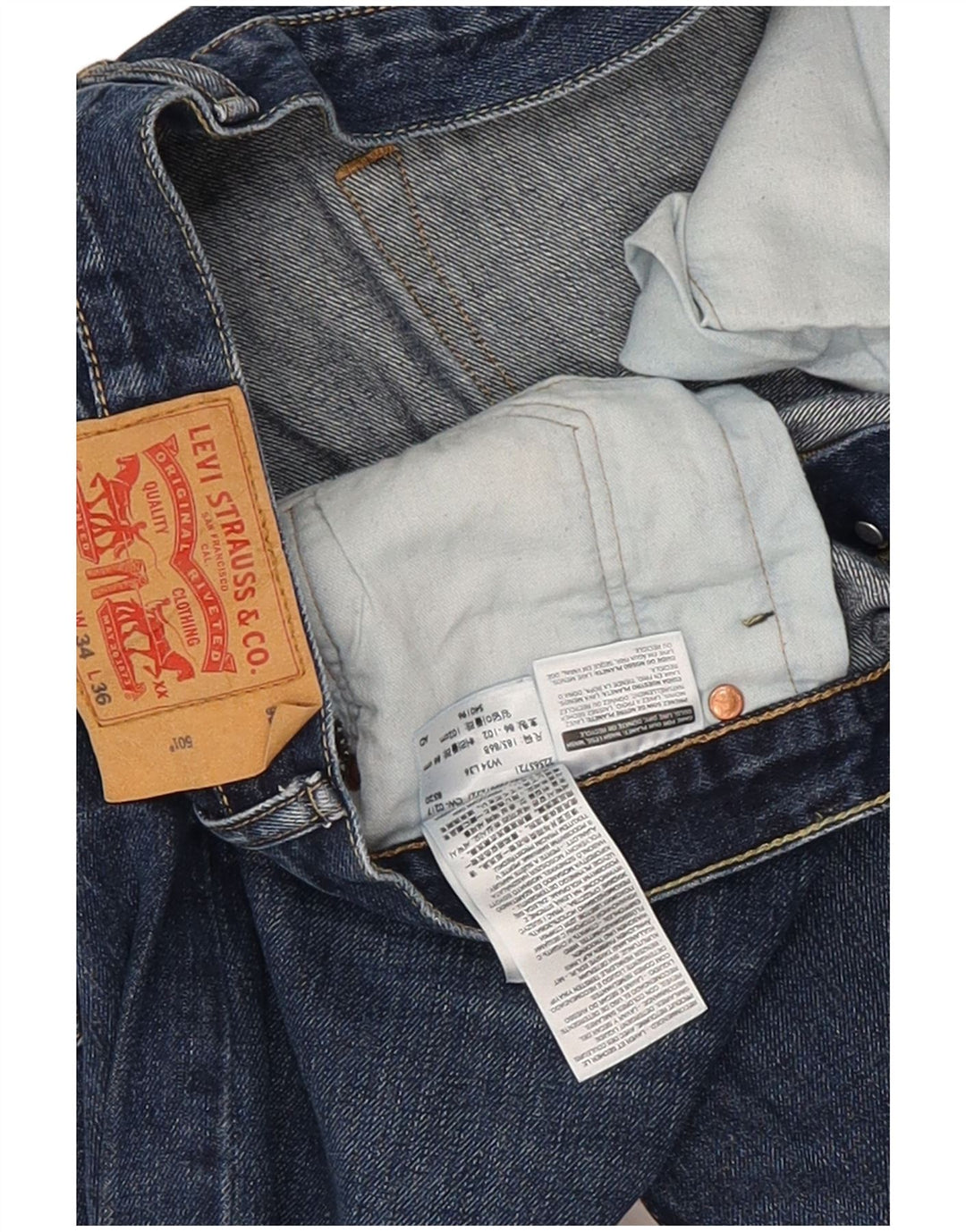 Levi's Herren 501 Straight Jeans W34 L36 Blaue Baumwolle