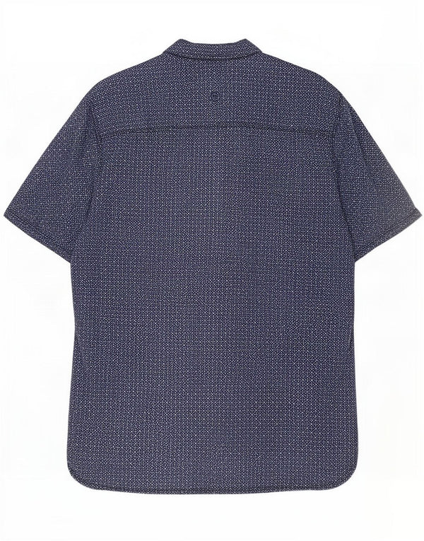Fat Face Mens Short Sleeve Classic Fit Shirt Medium Navy Blue Geometric