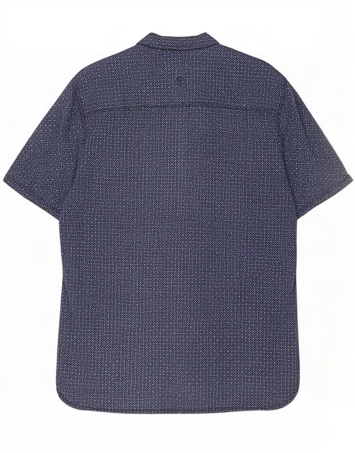 Fat Face Herren-Kurzarmhemd mit klassischer Passform, mittleres Marineblau, geometrisch