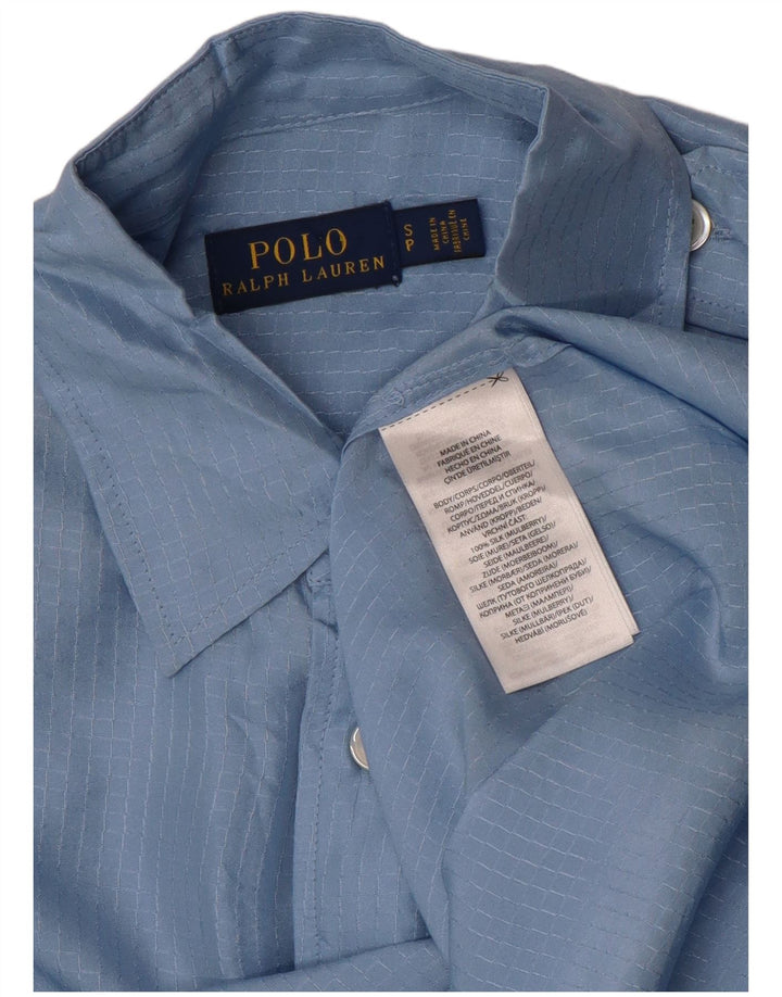 Polo Ralph Lauren Herren-Militärhemd, kleine blaue Karo-Seide