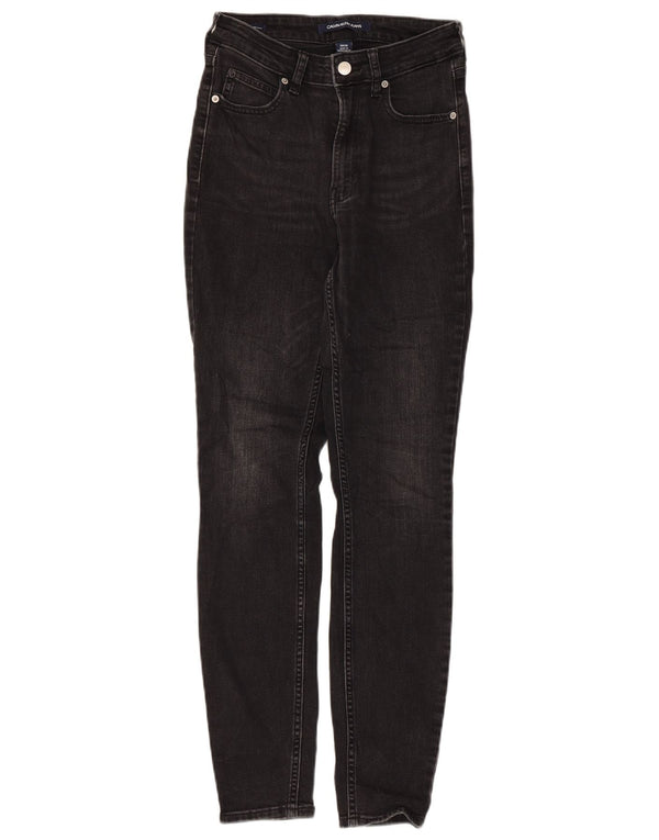 CALVIN KLEIN Damen Skinny Jeans W26 L30 Schwarze Baumwolle
