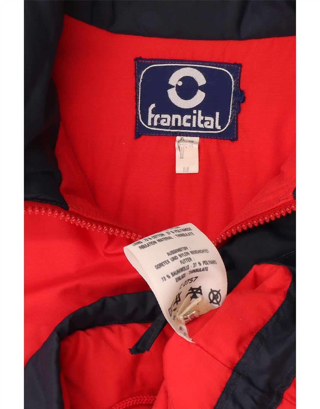 Francital Herren Gore-Tex Kapuzen-Skijacke UK 38 Mittelroter Farbblock