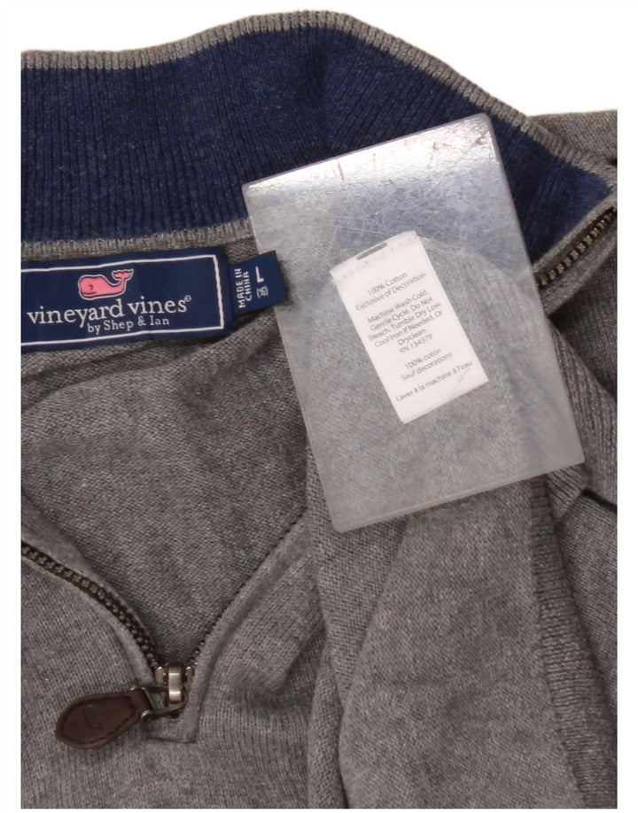 VINEYARD VINES Jungen-Pullover mit Reißverschluss am Hals, 15–16 Jahre, groß, graue Baumwolle