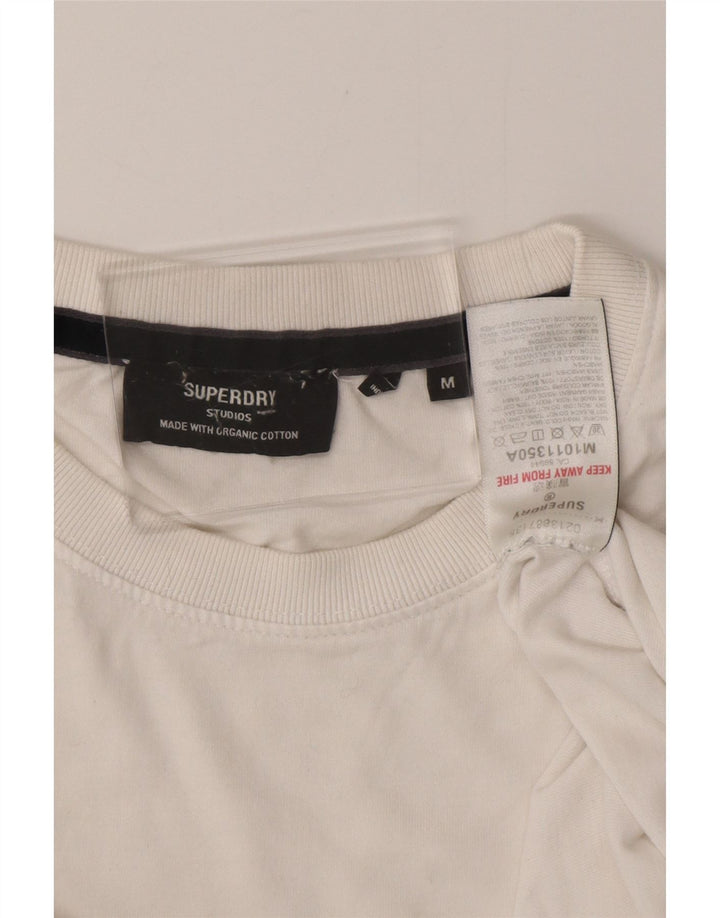 SUPERDRY Herren-T-Shirt-Oberteil aus mittelweißer Baumwolle