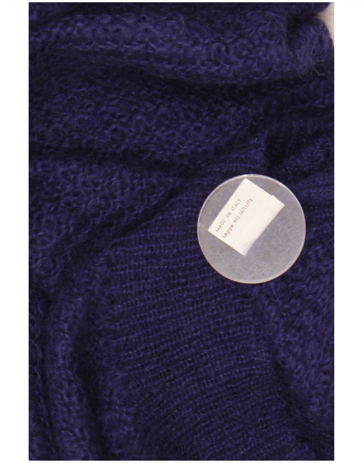 VINTAGE Damen-Pullover mit U-Boot-Ausschnitt, UK 16, großes marineblaues Mohair