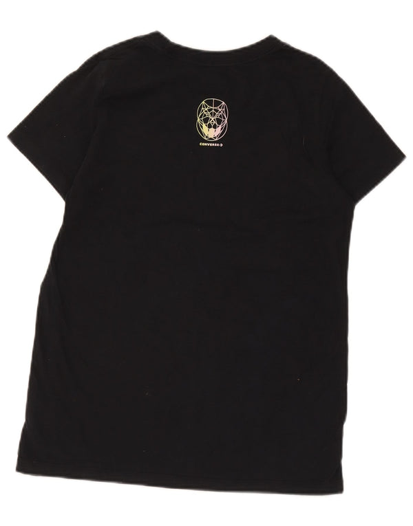 Converse Damen Grafik T-Shirt Top UK 6 XS Schwarz Baumwolle