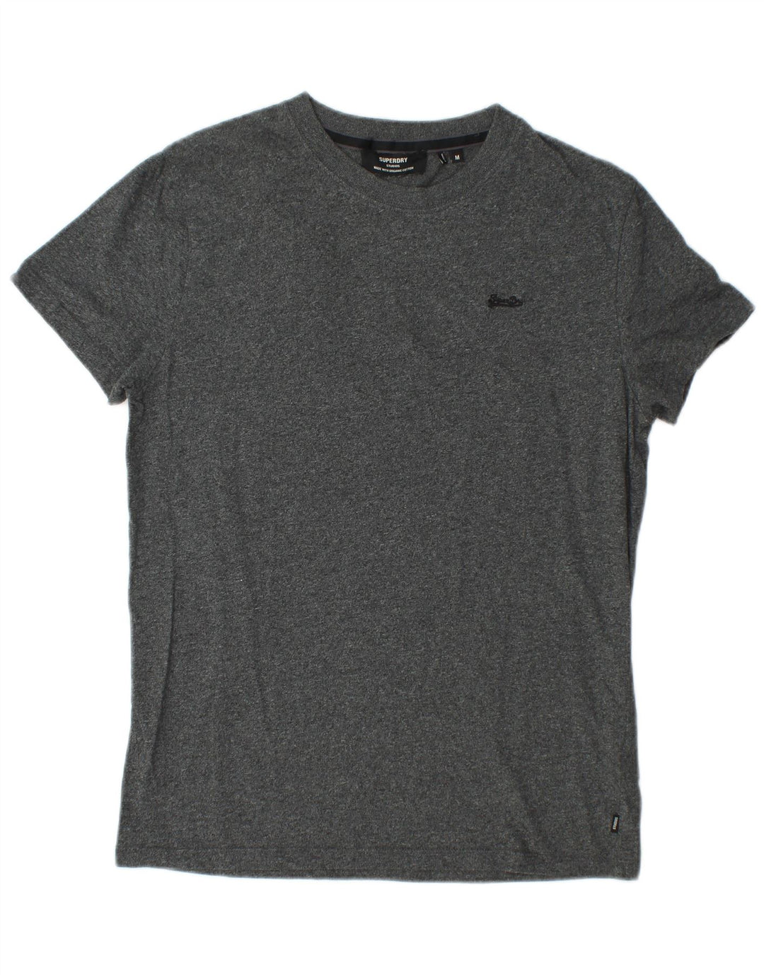 SUPERDRY Herren-T-Shirt-Oberteil aus mittelgrau gesprenkelter Baumwolle