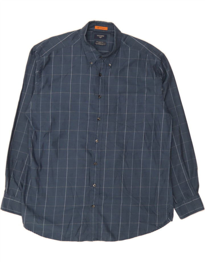 DOCKERS Mens Tall Shirt XL Navy Blue Check Cotton Vintage Dockers and Second-Hand Dockers from Messina Hembry 