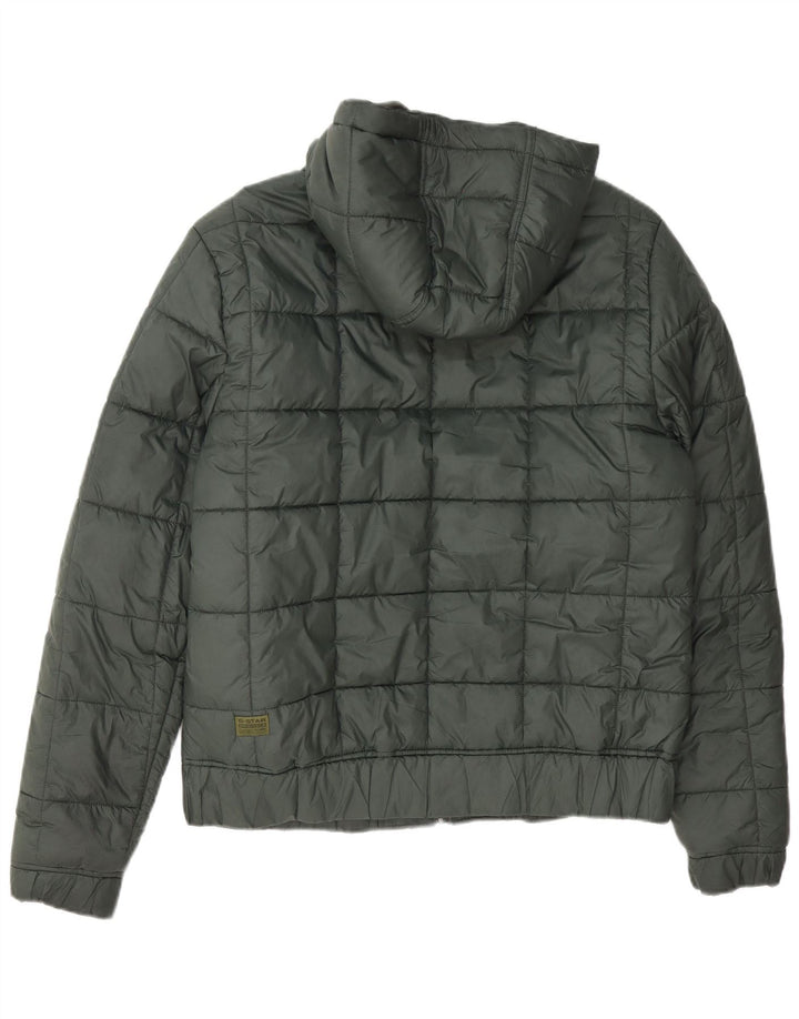 G-Star Wattierte Herrenjacke mit Kapuze, UK 38, Mittelgrün, Polyester