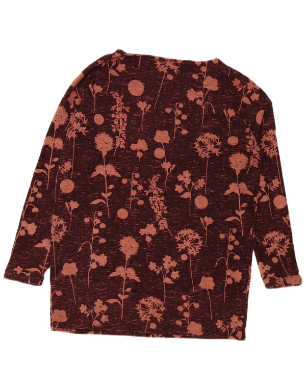Marks & Spencer Damen Top Langarm UK 12 Medium Burgundy Floral