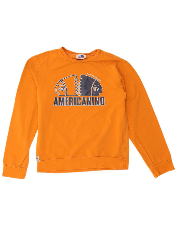 Americanino Mädchen-Sweatshirt mit Grafik, 15–16 Jahre, orangefarbene Baumwolle