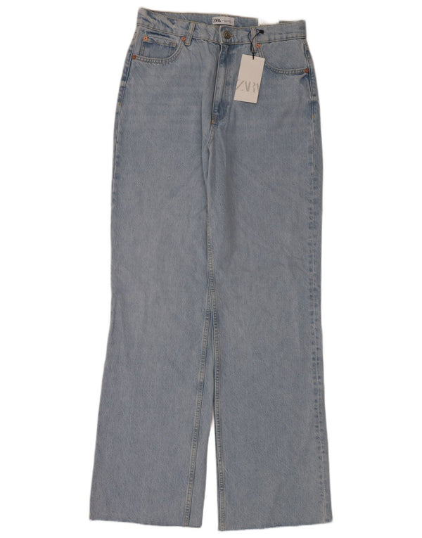 Zara Damen High Rise Wide Leg Jeans EU 42 Large W32 L36 Blaue Baumwolle