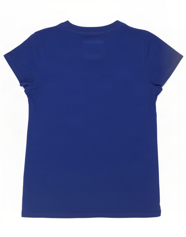 Abercrombie & Fitch Damen Grafik-T-Shirt-Oberteil UK 14 Große blaue Baumwolle