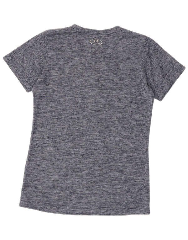 Under Armour Damen Heat Gear T-Shirt Top UK 12 Medium Navy Blue Flecked