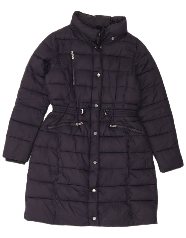 Monsoon Damen Wattierter Mantel UK 14 Medium Marineblaues Nylon