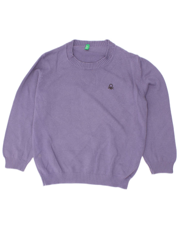 Benetton Jungen-Pullover mit U-Boot-Ausschnitt, 3–4 Jahre, 2XS, Lila, Baumwolle