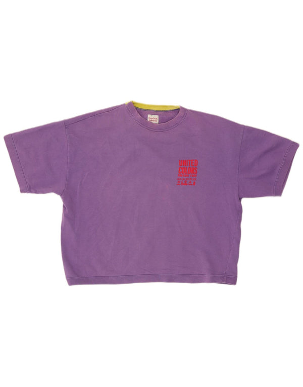 Benetton Damen-Sweatshirt in Übergröße mit Grafik, Gr. 40, Größe L, Lila