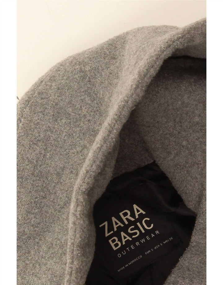 Zara Damen Kurzmantel mit Kapuze, übergroß, Gr. 10, Größe S, Grau