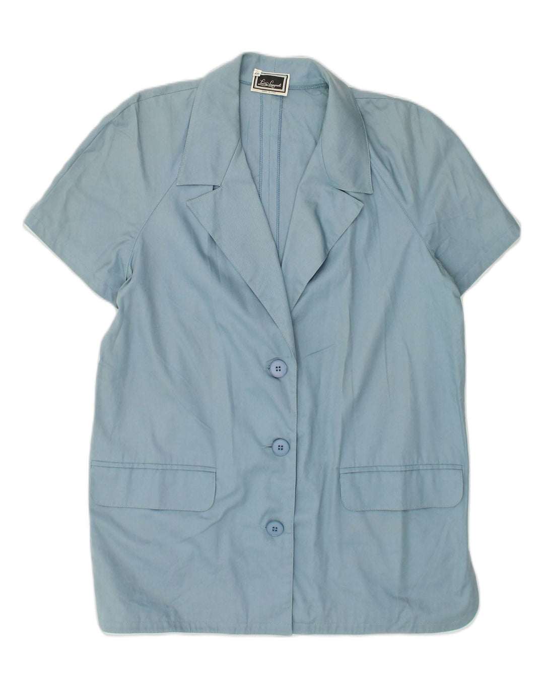 LUISA SPAGNOLI Womens 3 Button Short Sleeve Blazer Jacket IT 46 Large Blue | Vintage Luisa Spagnoli | Thrift | Second-Hand Luisa Spagnoli | Used Clothing | Messina Hembry 