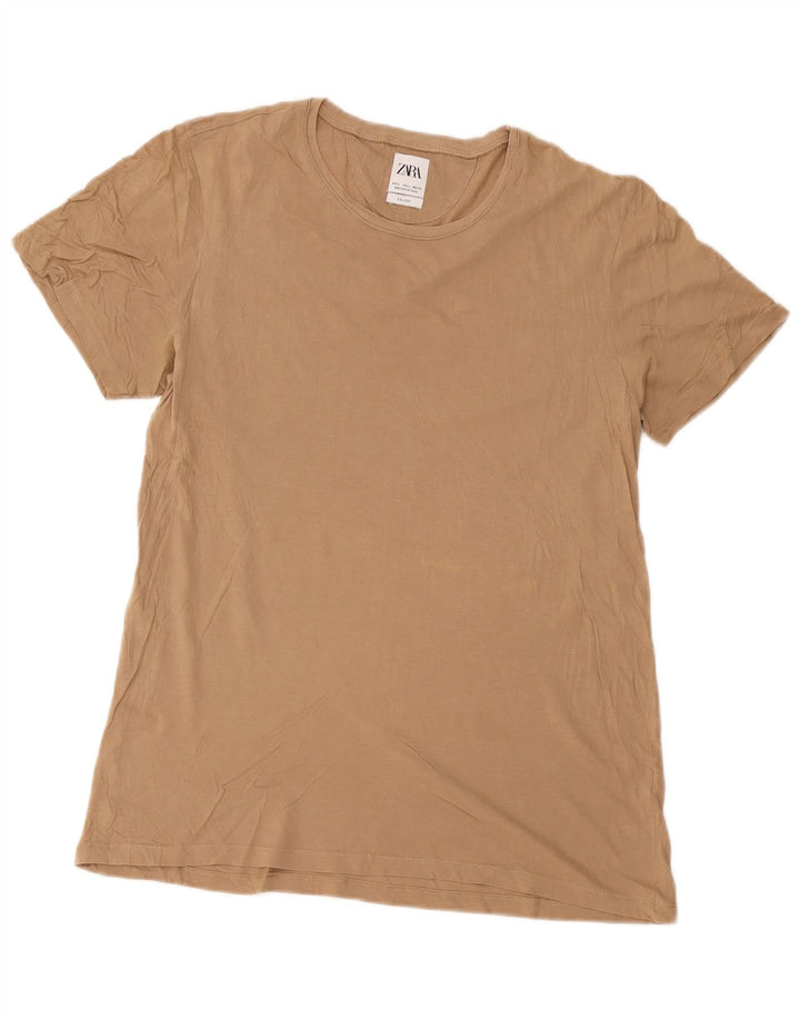 Zara Herren T-Shirt Top Large Beige