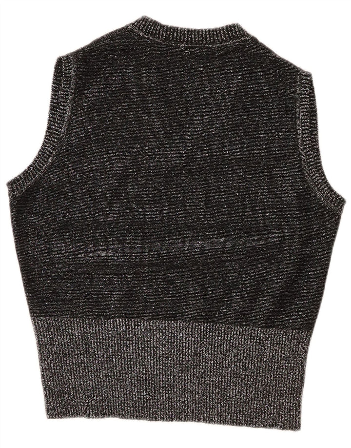 Vintage Damen Weste Tank Top IT 44 Mittelgrau geflecktes Polyacryl