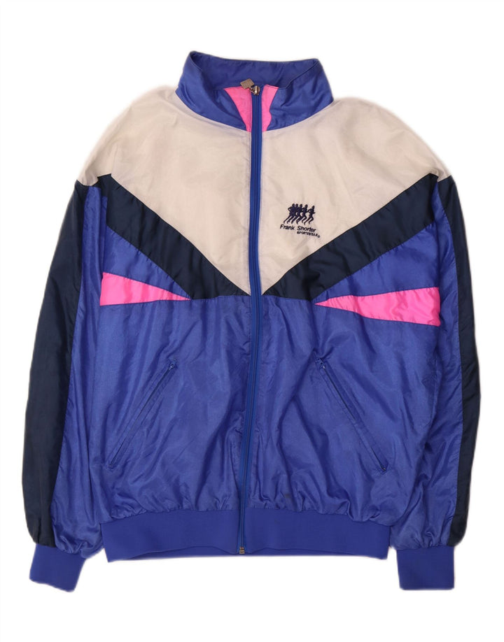 Frank Shorter Herren-Trainingsanzug-Oberteil, Jacke, groß, blaues Colourblock-Nylon