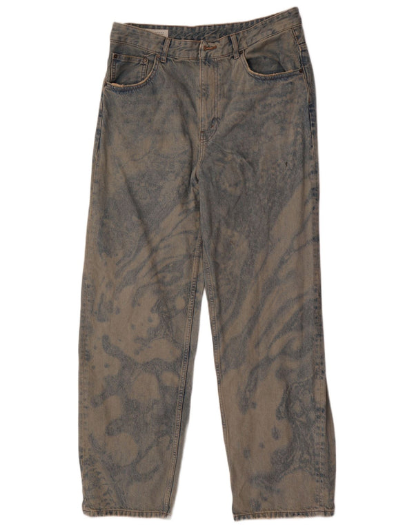 Zara Herren Straight Jeans EU 42 Large W32 L32 Blue Tie Dye