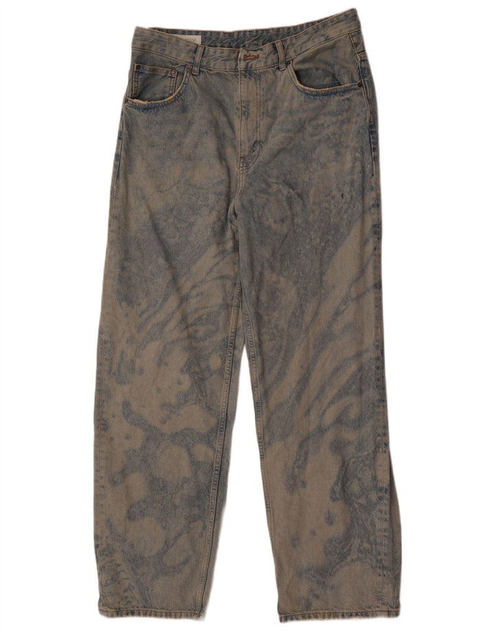 Zara Herren Straight Jeans EU 42 Large W32 L32 Blue Tie Dye