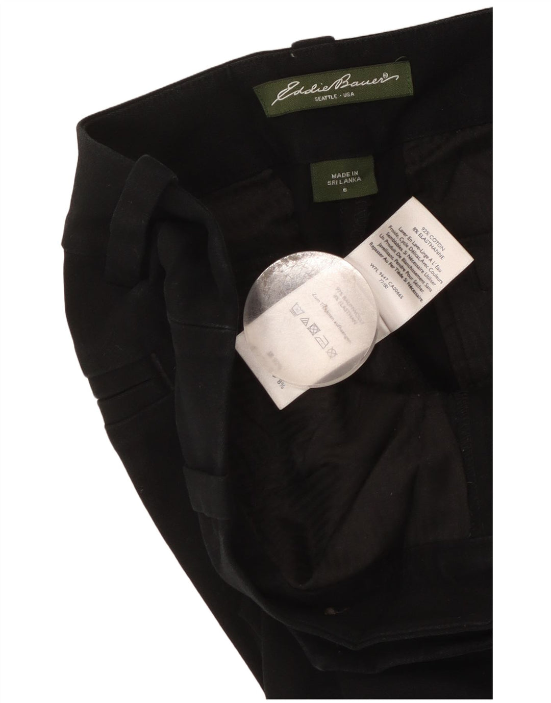 Eddie Bauer Damen Gerade Freizeithose US 6 Medium W34 L30 Schwarz
