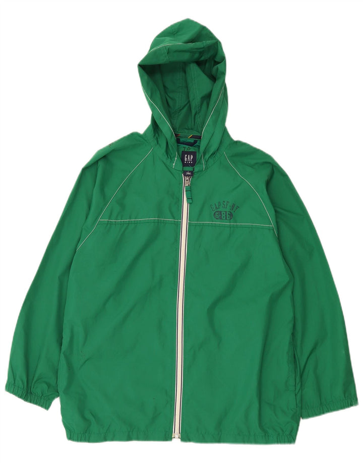 Gap Jungen-Regenjacke mit Kapuze, 10–11 Jahre, groß, grünes Polyester