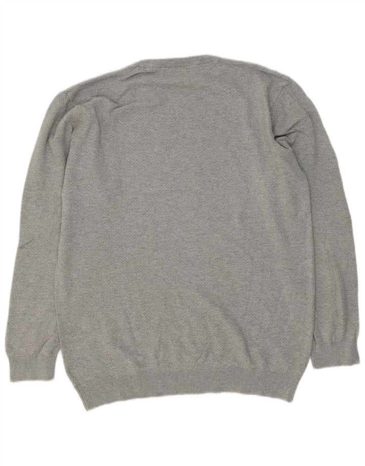Marks & Spencer Herren-Pullover mit Rundhalsausschnitt, XL, graue Baumwolle