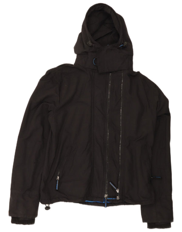Superdry Damen-Windbreakerjacke mit Kapuze, UK 14, Mittelschwarzes Nylon