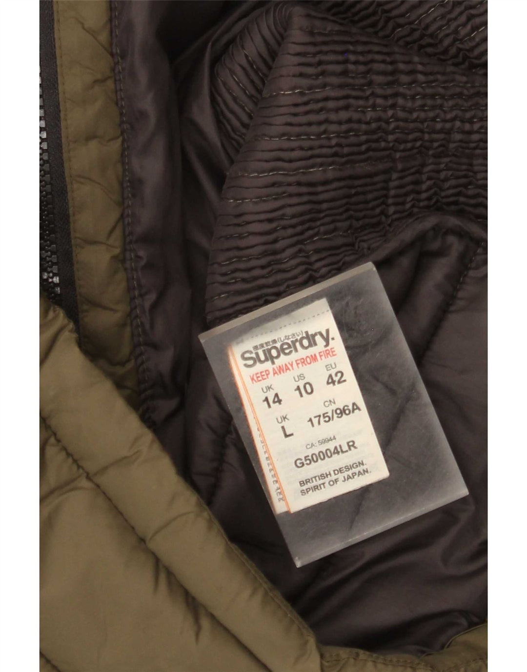 Superdry Wattierte Jacke mit Kapuze für Damen, UK 14, Medium Khaki, Nylon