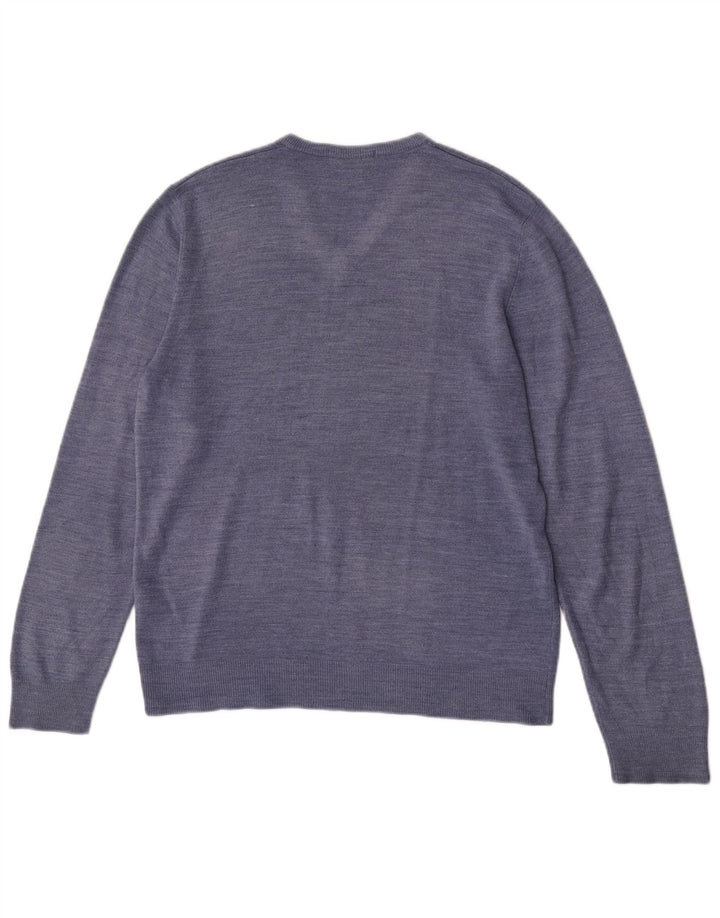 Marks & Spencer Herren Blue Harbour Pullover mit V-Ausschnitt Mittelblau meliert