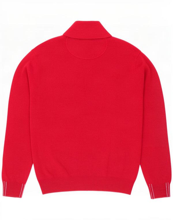Marlboro Classics Herren-Pullover mit Reißverschluss am Hals, große rote Wolle