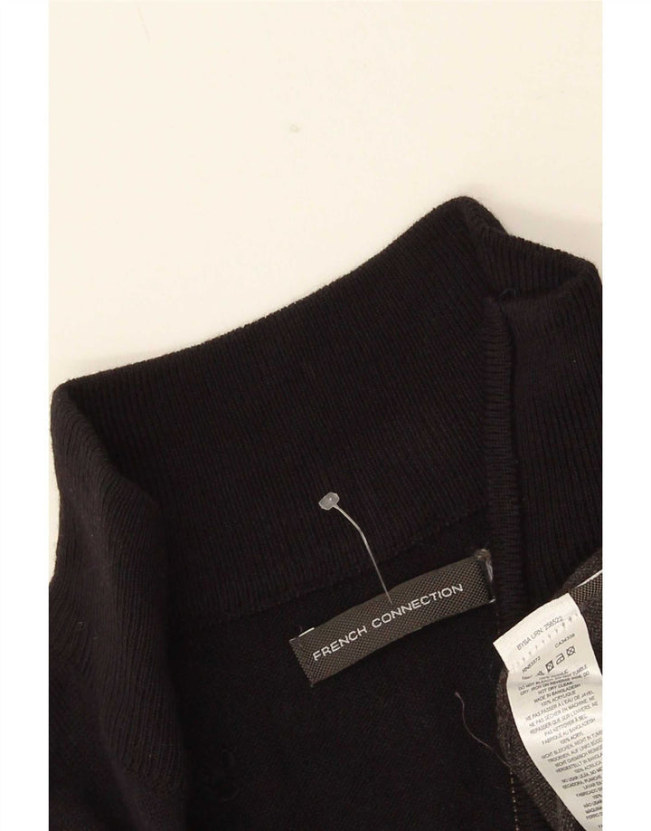 French Connection Herren-Pullover mit Reißverschluss am Hals, Mittelschwarz, Farbblock