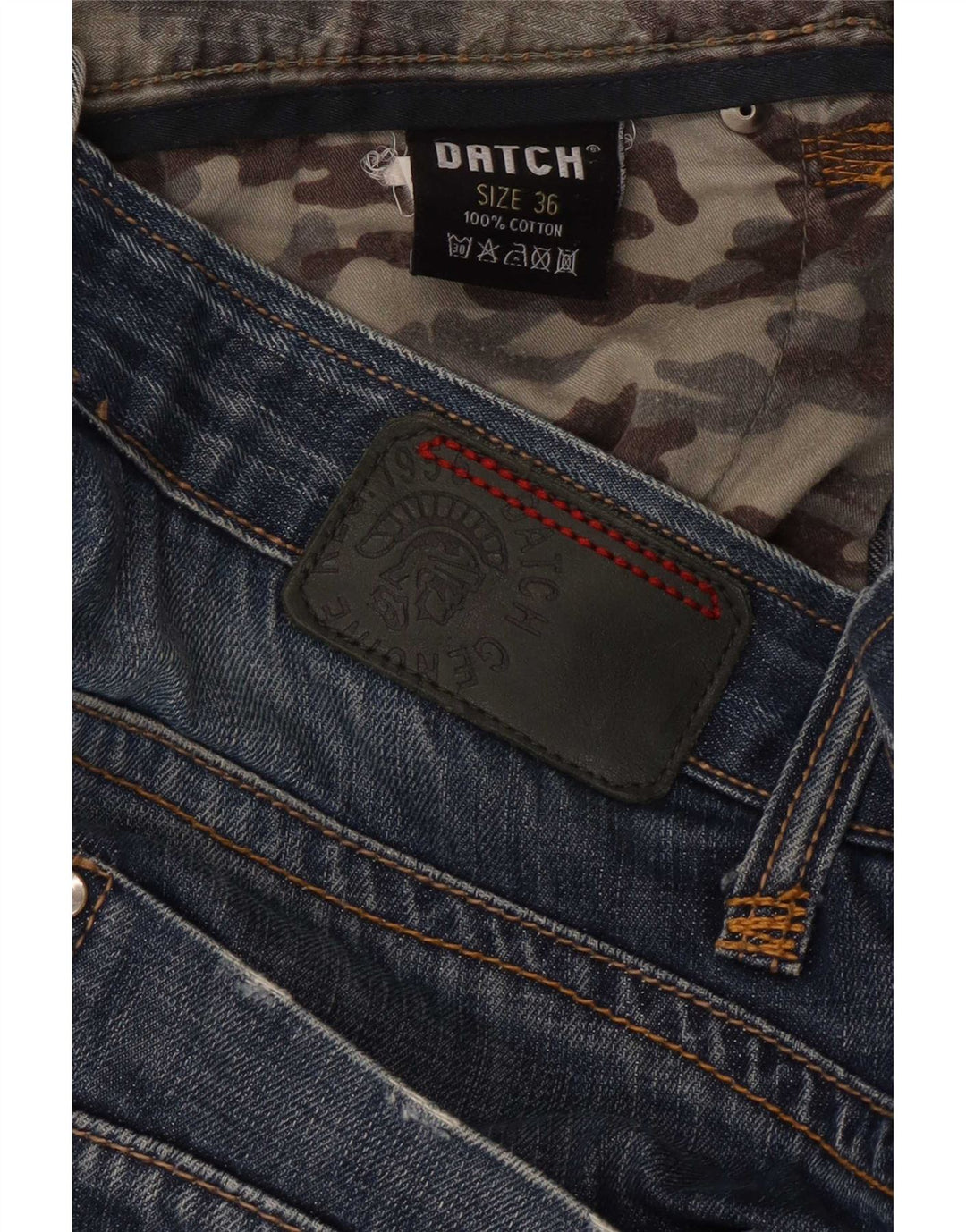 Datch Herren Distressed Straight Jeans W36 L30 Marineblau Baumwolle