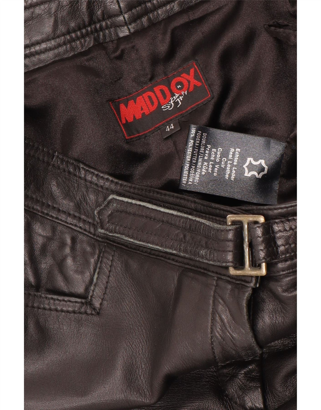 Maddox Damen gerade Lederhose IT 44 Medium W32 L32 Schwarz