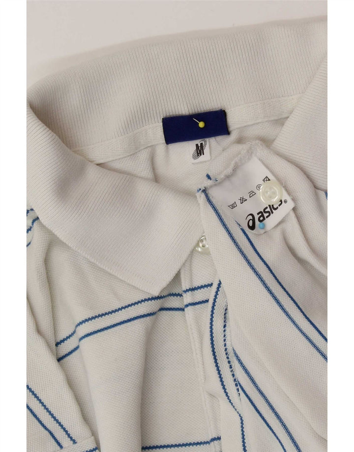 Asics Herren-Poloshirt aus mittelweißer, gestreifter Baumwolle
