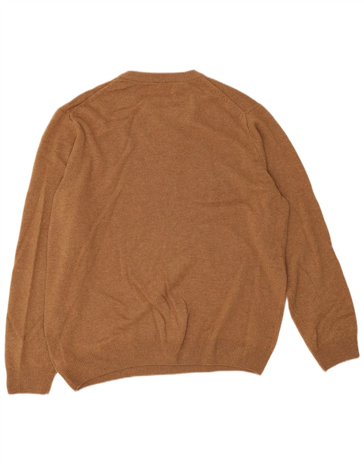 Marks & Spencer Herren-Pullover mit Rundhalsausschnitt, 2XL, braune Lammwolle