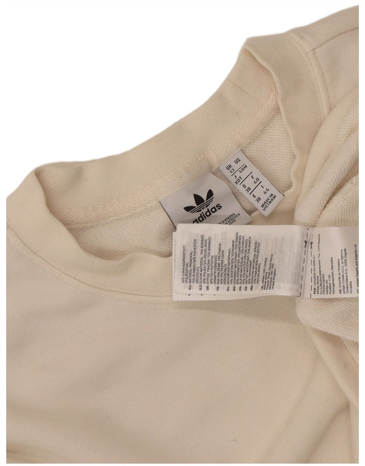 Adidas Womens Graphic Oversized Sweatshirt Pullover UK 12 Mittelweiße Baumwolle